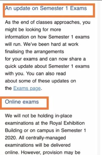 墨爾本大學(xué)Final Exam通知