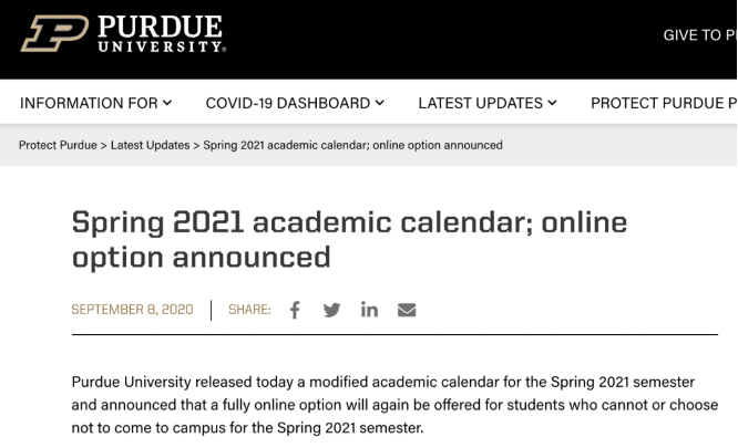 普渡大學 官網通知